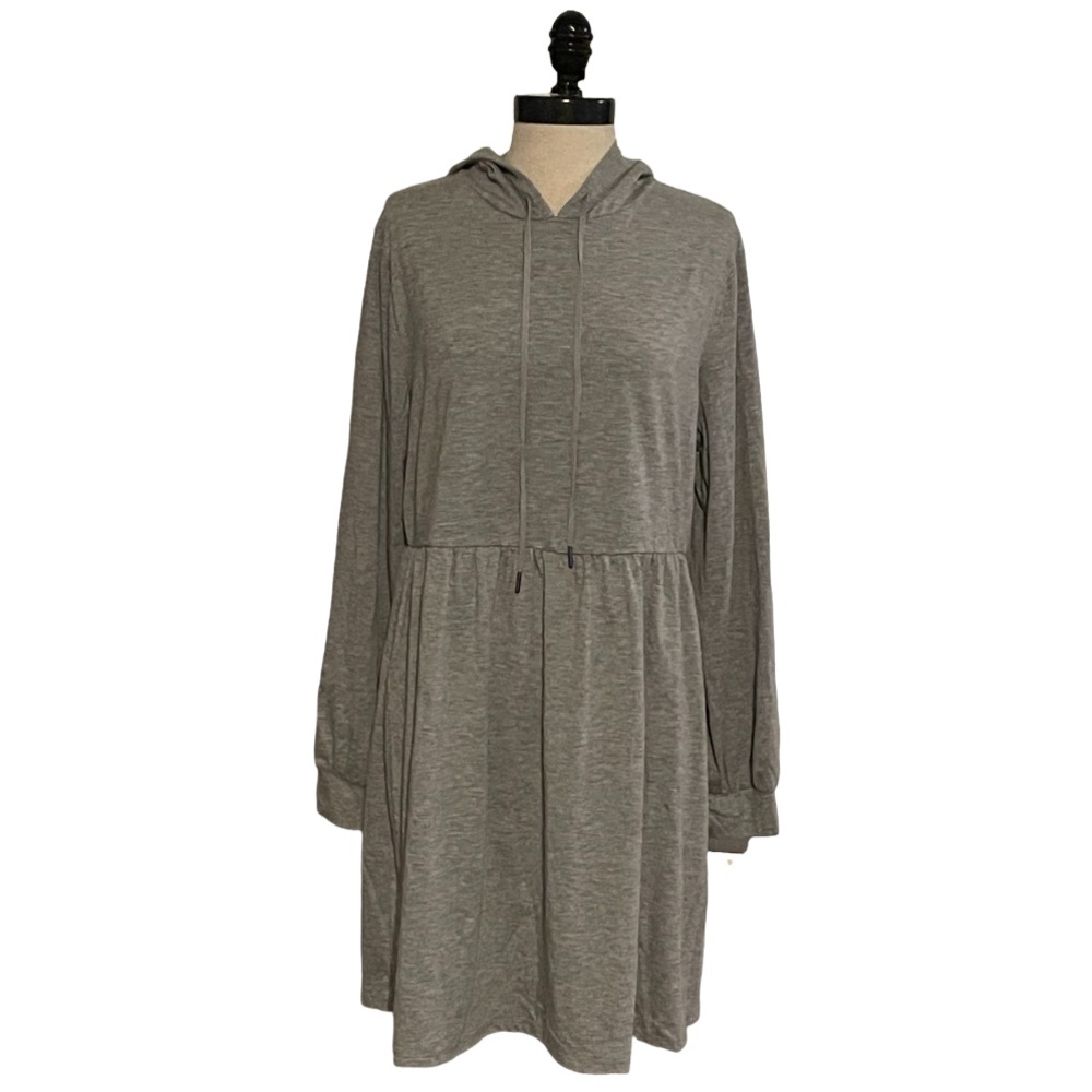 Bebop Gray Hooded Lightweight Long Sleeve Dress
